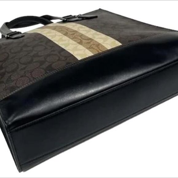 Coach Graham Structured Tote In Blocked Signature Canvas Varsity Stripe - Picture 13 of 16